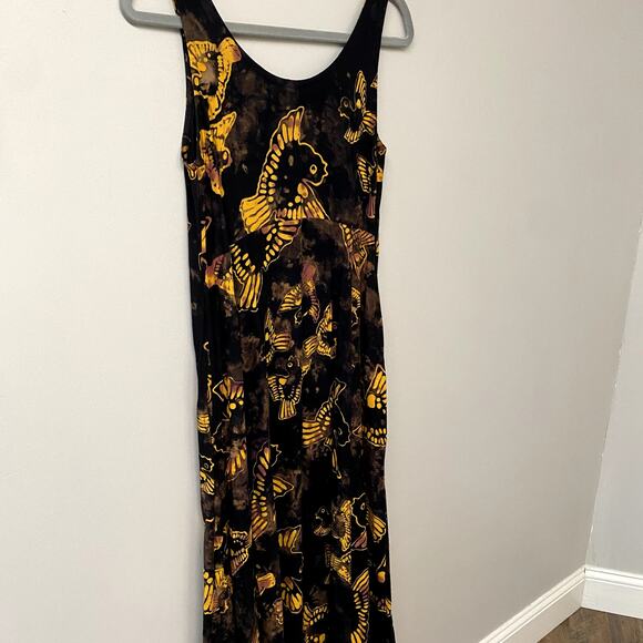 Vintage Unique Eclectic Black Button Down Maxi Dress XS - Picture 7 of 11
